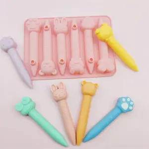 6 Cavity Cartoon Animal Theme Crayon Mold, Chocolate Mold, Resin DIY Silicone Mould