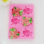 3 rose flower silicone mould