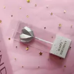 3D Diamond Heart & Star Cake Candle Set (Silver)