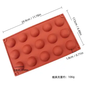 15 cavity semi circle sphere dome shape silicone mould