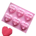 6 cavity 3D geometry heart shape Silicone mould