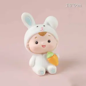 Cute Baby in Bunny Costume Cake Toys Figurine