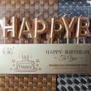 Dark Gold Happy Birthday Letter Cake Candle