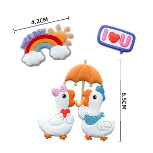 Cute Duck Couple and Rainbow Cake Toys Set