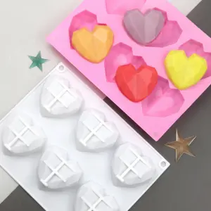 6 cavity 3D geometry heart shape Silicone mould