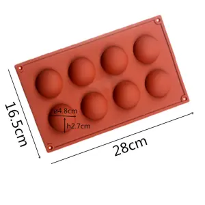 8 cavity semi circle sphere dome shape silicone mould