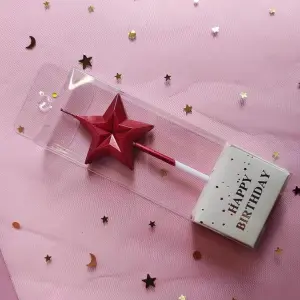 3D Red Diamond Star Cake Candle Set