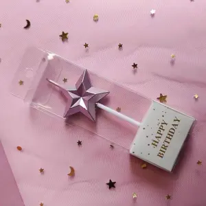 Rose Gold 3D Diamond Star Cake Candle Set