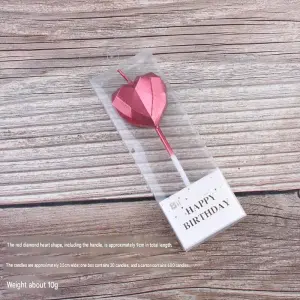 3D Diamond Heart & Star Cake Candle Set (Dark Pink)