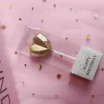 3D Gold Heart & Star Diamond Cake Candle Set