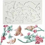 Bird & Blossom Floral Silicone Mould