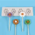 4 Cavity Sunflower Shape Silicone Fondant Mould Lollipop Mould