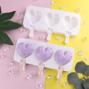 3 Cavity Heart Geometric Cakesicle Silicone Mould