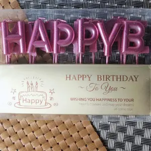 Pink Happy Birthday Letter Cake Candles