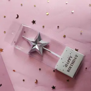 3D Silver Diamond Star Cake Candles Set