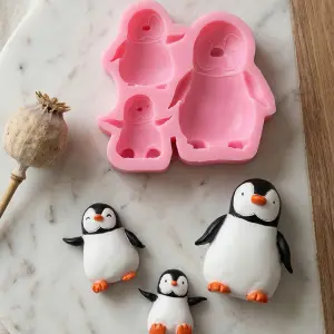 3 Cavity Penguin Christmas Silicone Fondant Mould