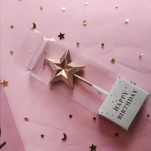 3D Gold Diamond Star Cake Candles Set