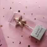 3D Gold Diamond Star Cake Candles Set