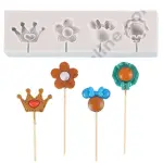 4 Cavity Crown Flower Hat Shape Silicone Fondant Lollipop Mold