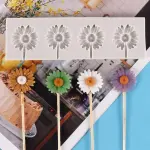 4 Cavity Sunflower Shape Silicone Fondant Mould Lollipop Mould