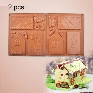 2 pcs Different Christmas Houses Silicone Cake Mold for chocolate and cookie