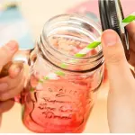 1 pcs Glass Mason Jars With Straw