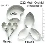 3 Pcs Butterfly Moth Orchid Flower Cutter Set for Fondant & Gumpaste Flower Making (A360)
