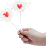 1 pcs Red heart with wings cake topper