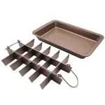 Non Stick Brownie Pan with Dividers 18 Pre-slice Carbon Steel Bakeware Tray with Grips for Oven 12X8X2''