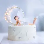 3 pcs White Wings Cute Angel Girl Cake Topper