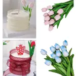 1 pcs Artificial flower with leaf cake topper