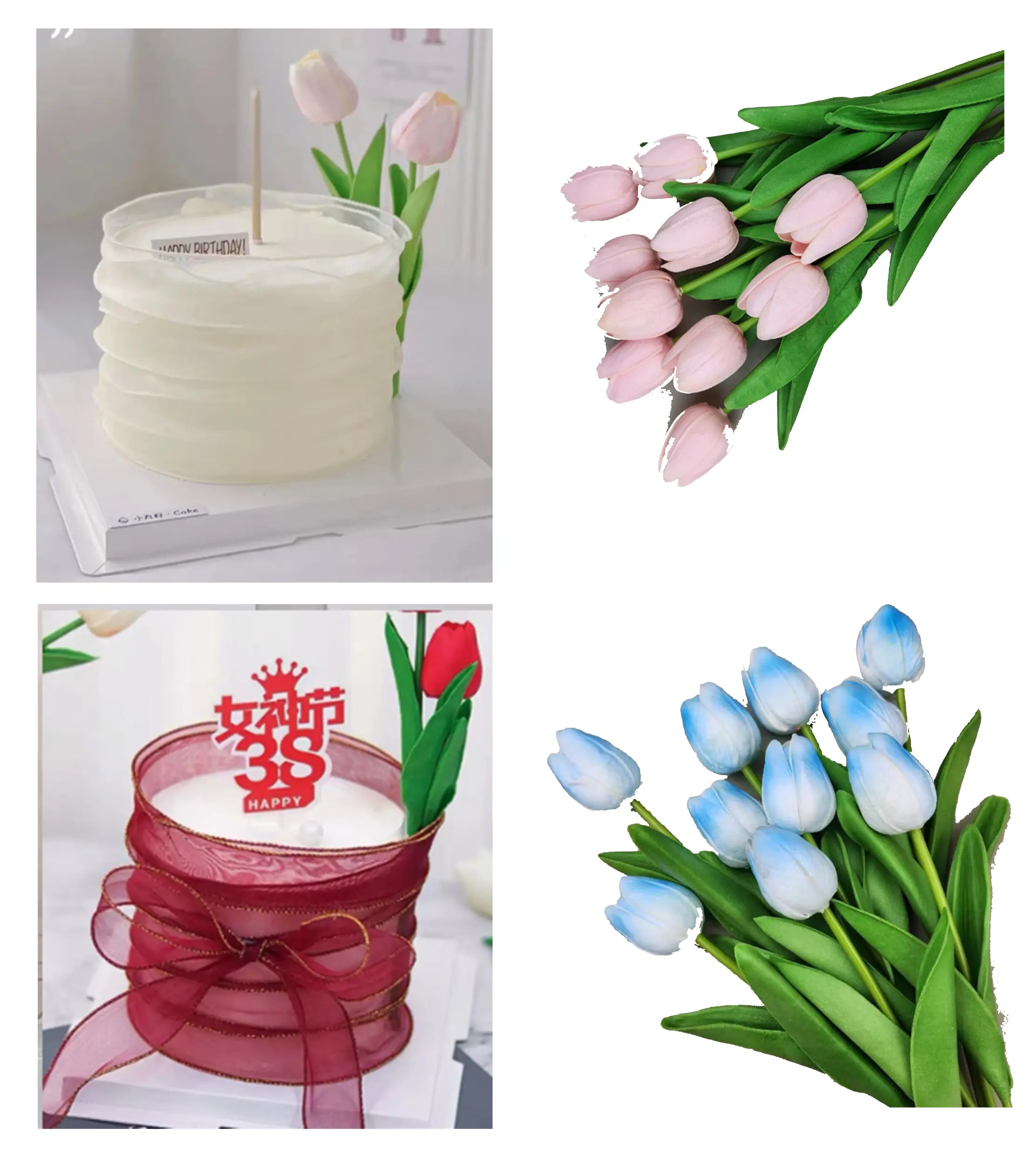 1 pcs Artificial flower with leaf cake topper