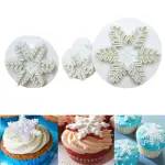 3 pcs set Snowflake Cake Decorating Fondant Plunger Cutters Mold Mould Cookies Tools