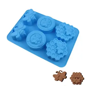 CAKE DECOR™ 6-Cavity Bumble Bee and Honeycomb Silicone Chocolate Mould | Non-Stick Mold for Baking & Crafting | 1 Piece Pack