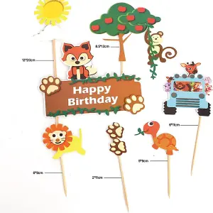 7 pcs Animal cake/cupcake topper theme cake decoration