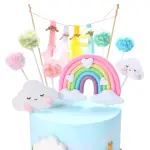 1 pcs Large Pastel colour Rainbow with hearts and clouds cake toy topper