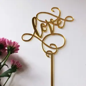1 pcs Golden love acrylic topper