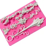 European Style Retro Embossed Flower Pattern chain boarder Lace Silicone Mould