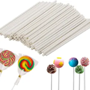 Lollipop Sticks 100 Pcs Cake Pop Sticks 4-inch Cake Candy Chocolate Making Sticks