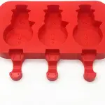 3 cavity snowman popsicle Silicone Mould with wooden sticks