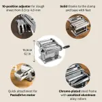Stainless Steel Manual Machine Roller Maker with 9 Thickness Settings for Dough Cutter,fondant,Clay,Spaghetti,Fettuccine Lasagne etc