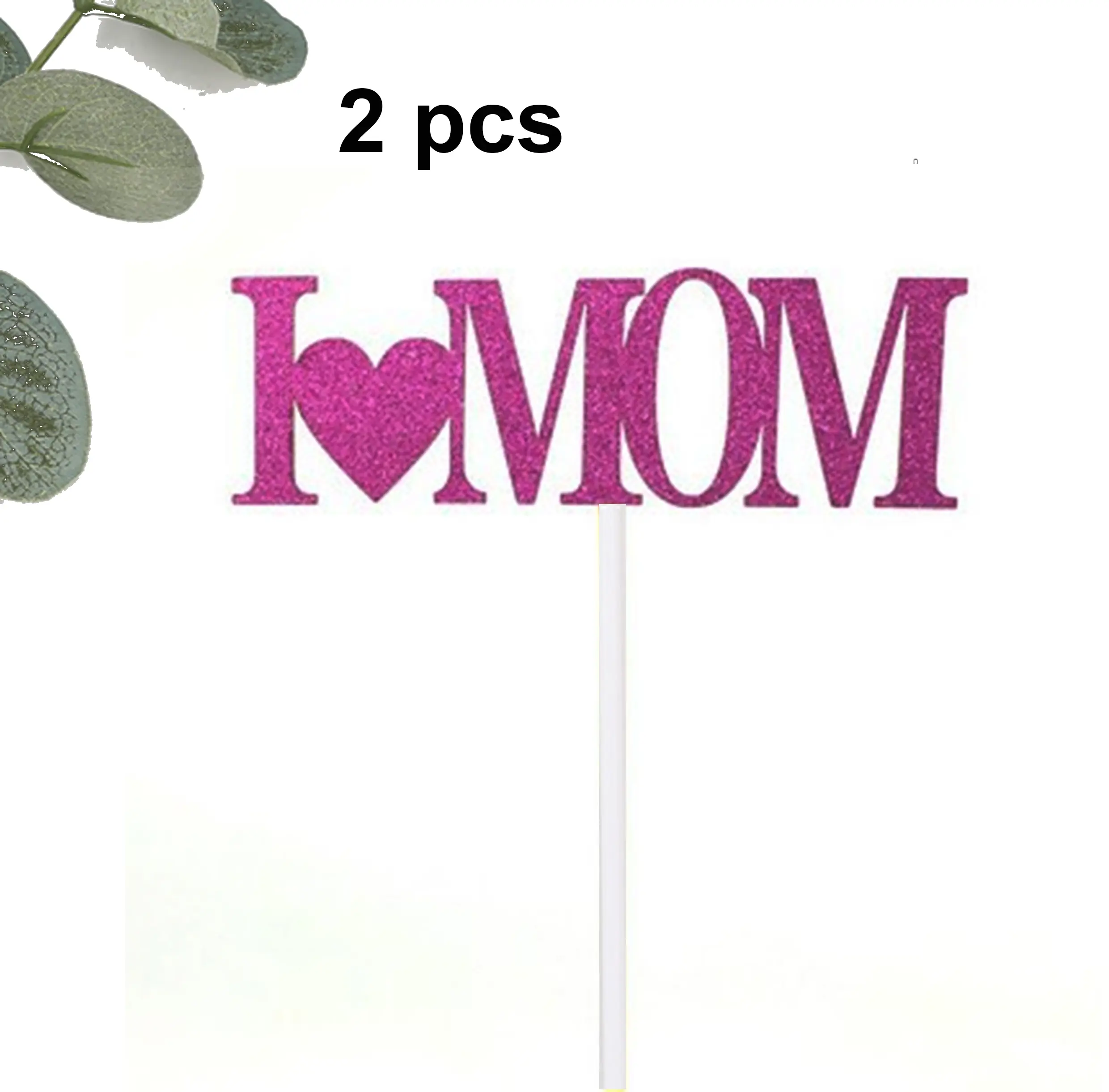 2 pcs I love you mom cake topper