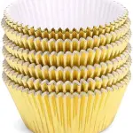 100Pcs Cupcake Cases,Foil Metallic Cupcake Liners Baking Muffin Paper Cups
