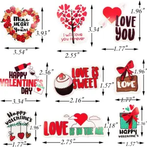 12 pcs Valentine Day theme cupcake topper set