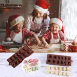 Christmas Silicone Chocolate Molds,3pcs 12-Cavity Cake Molds Candy Baking Cups for Chocolate Bar DIY for Christmas Party Cake Topper with Christmas Theme Shapes
