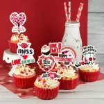 12 pcs Valentine Day theme cupcake topper set
