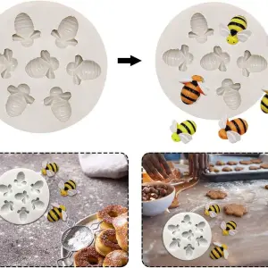 7 Cavity Bumble Bee honey bee Silicone Mould for Chocolate,DIY Soap Mould,3D Bee silicone fondant mould