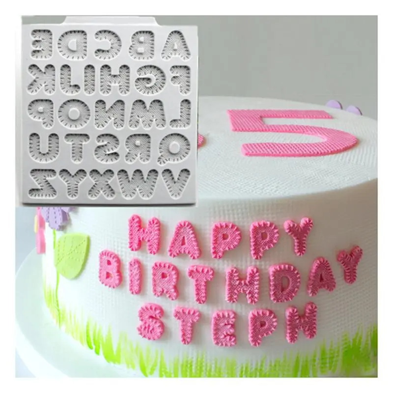 Alphabet stitch theme silicone mould