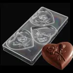 Polcarbonate 3 cavity heart with rose chocolate mould