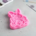 Silicone Mold Rabbit with Flowers Ideal for Resin Plaster